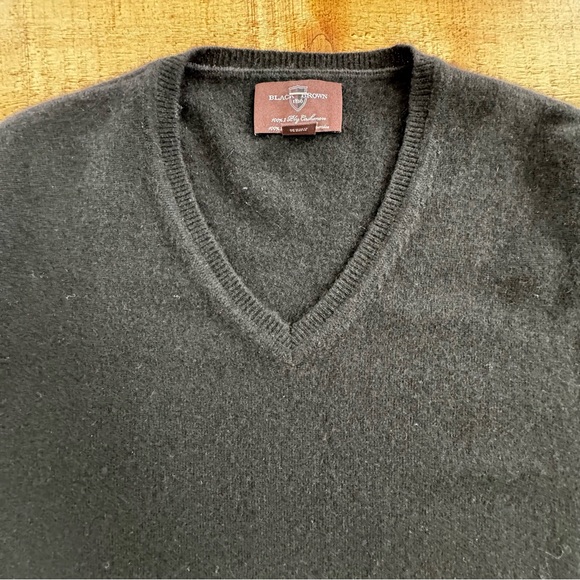 Black Brown 100% Cashmere V-Neck Sweater BLACK XXL - Picture 6 of 7